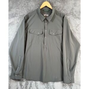 Stio Shirt Mens XL Gray Long Sleeve 1/2 Snap Button Up Performance Stretch